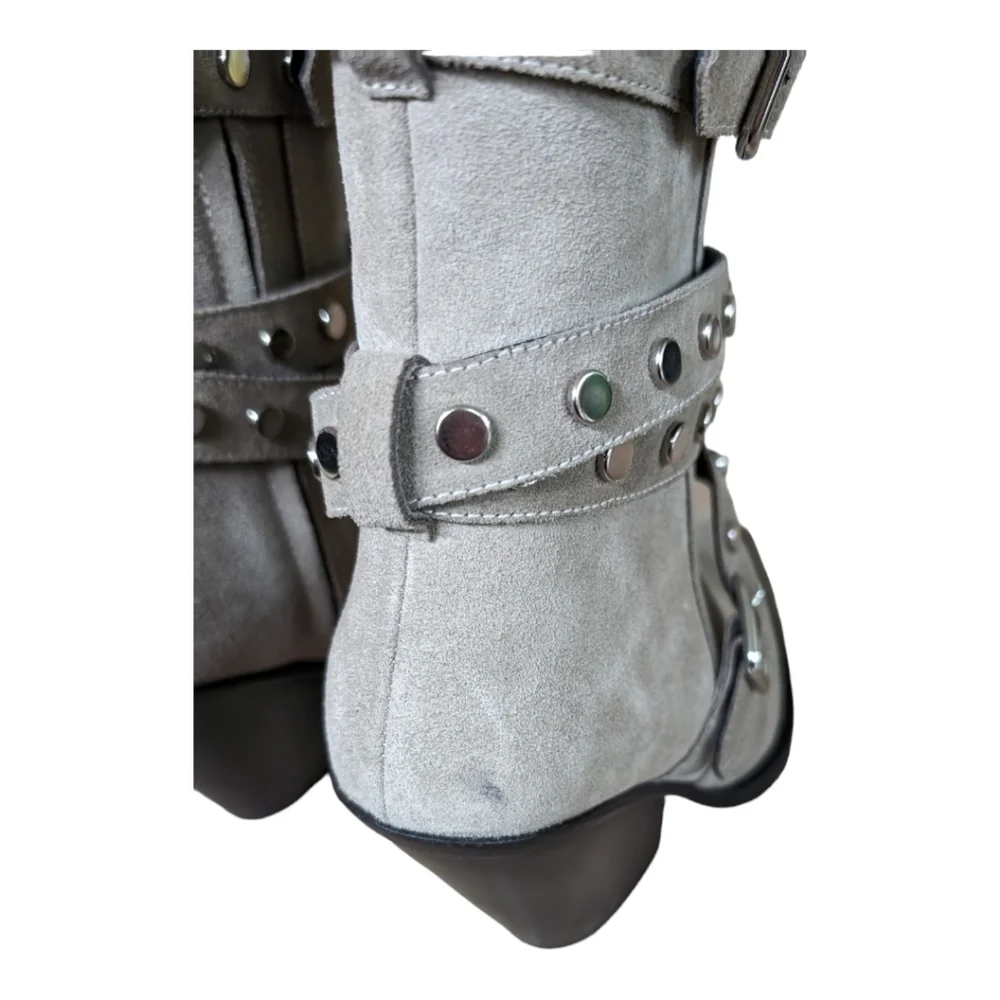 Iro Bonobal Wrap Around Strap Boots in Gray Suede Size EU 37 US 6.5 Like new - Picture 5 of 9